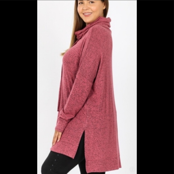 Plus Size Rose Melange Tunic Top - Picture 2 of 6